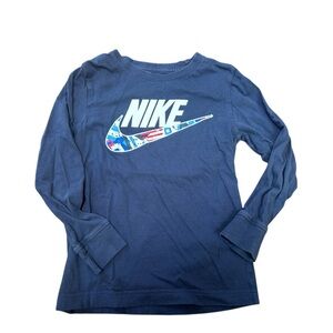 Nike Blue Long Sleeve Tee with Floral Swoosh